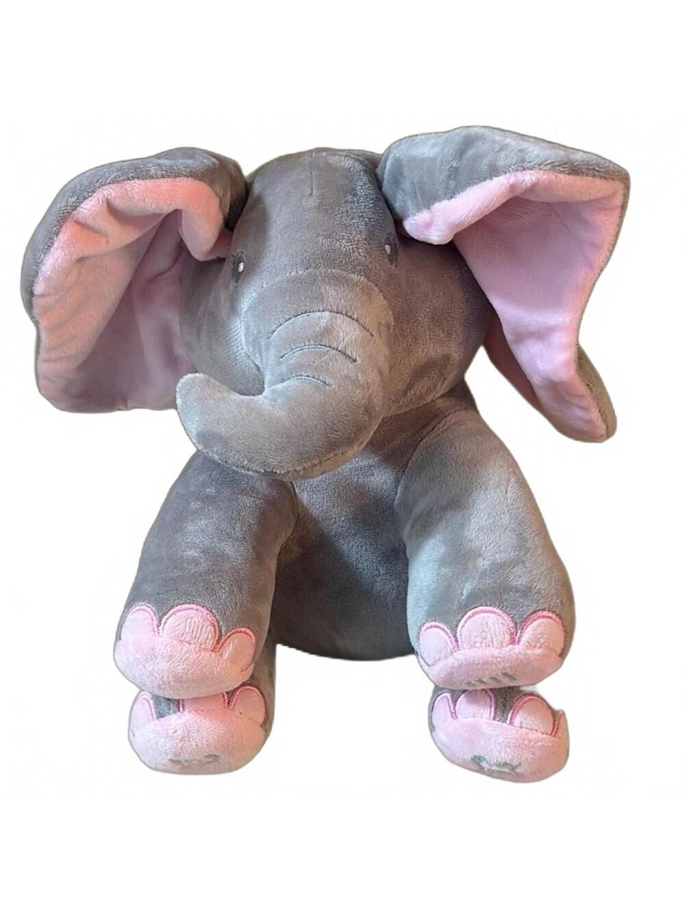 Dimple Singing Games Gray Elephant Plush with Pink Accents